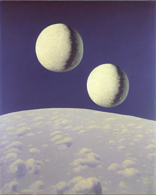 Prompt: the moon landing by rene magritte