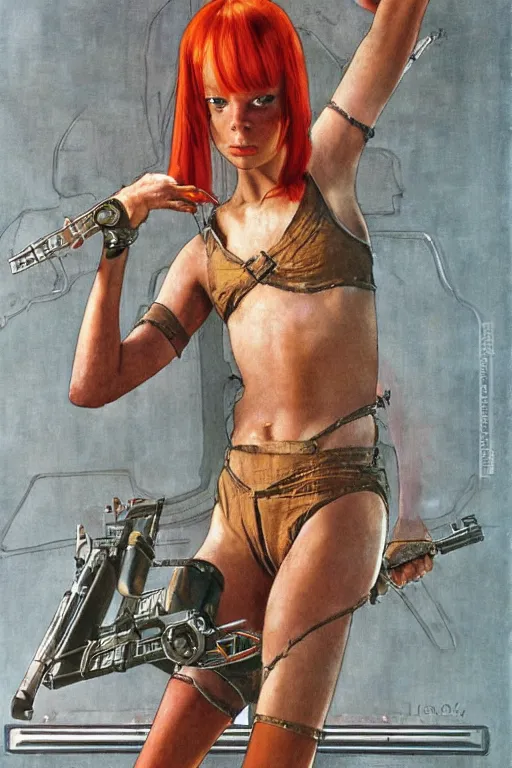 Image similar to Leeloo from the movie The Fifth Element painted by Norman Rockwell