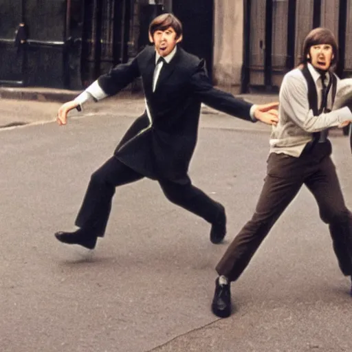 Prompt: Live Action Still of Jerma985 in The Beatles A Hard Day's Night (Film), real life, hyperrealistic, ultra realistic, realistic, highly detailed, epic, HD quality, 8k resolution, body and headshot, film still