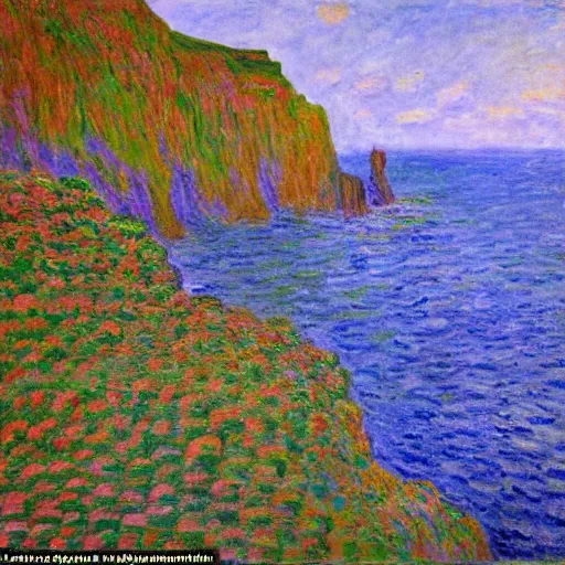 Prompt: the giants causeway painted by claude monet