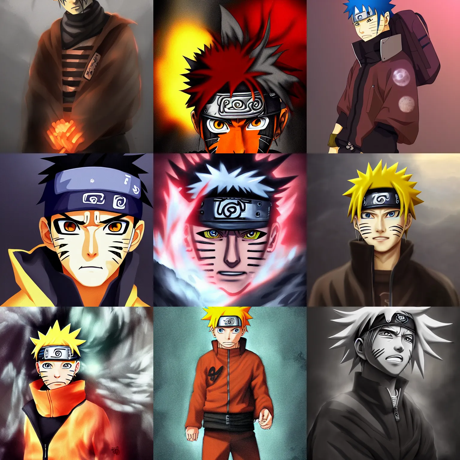 Prompt: artistic portrait of Naruto in a dark environment trending artstation detailed