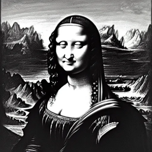 Image similar to monalisa in the style of Gustave Doré!!!!!!!!!!, Etching, oil on canvas, by Gustave Doré!!!!!!!!!!