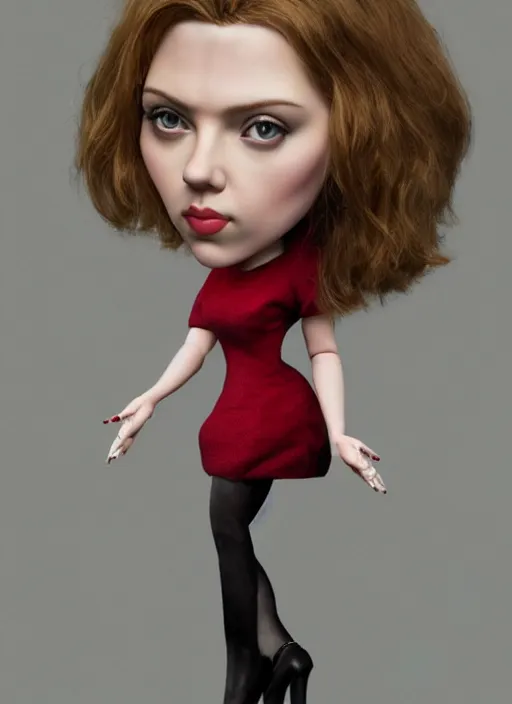 Image similar to scarlett johansson as a mark ryden doll, detailed digital art, trending on Artstation