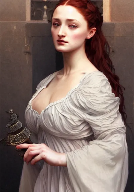 Prompt: little pretty girl sansa stark, intricate, elegant, highly detailed, digital painting, artstation, concept art, smooth, sharp focus, illustration, art by artgerm and greg rutkowski and alphonse mucha and william - adolphe bouguereau