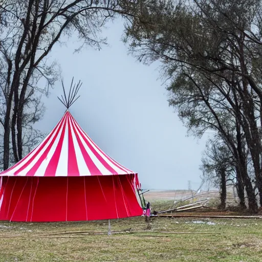 Image similar to circus tent in a tornado