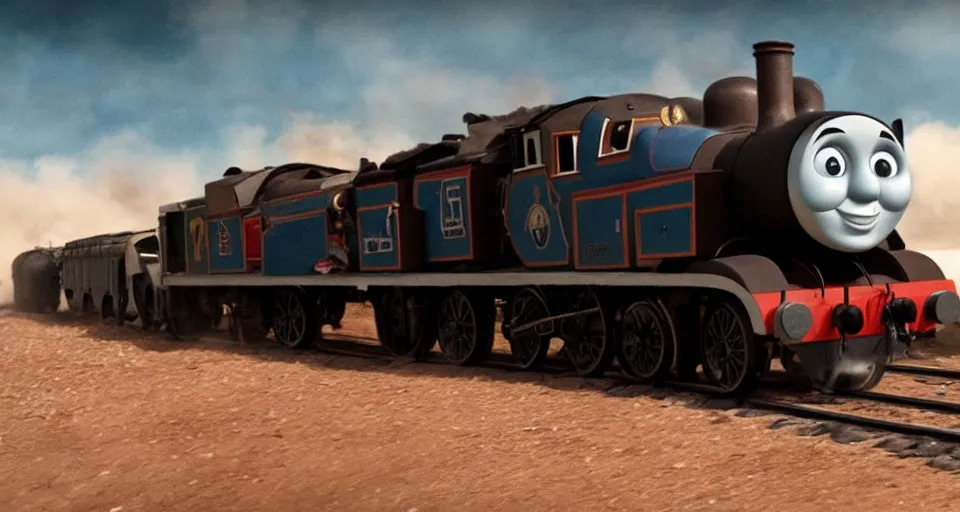 Image similar to still frame of Thomas the Tank Engine in MAD MAX: FURY ROAD (2015)