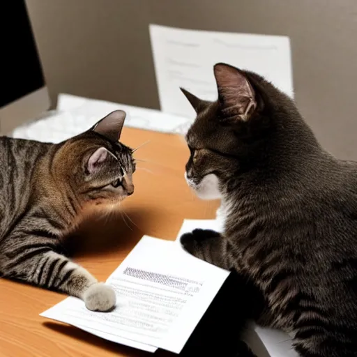 Image similar to cat applying for a job in an office