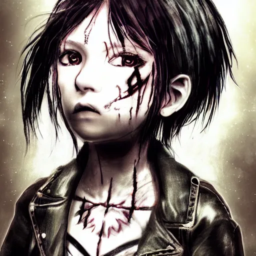 Prompt: punk little girl, profile picture, grunge fashion, reflection, 8 k, detailed artwork, hd, inspired by attack on titan, gothic style