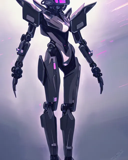 Prompt: uncropped stealthy feminine mecha ( with futuristic jet armor and wings ) with a heart visor helmet, symphogear, full body character portrait, hi - tech, trending on artstation, sci - fi rave gear armor, digital painting, concept art, sharp focus, illustration, art by wlop and greg rutkowski