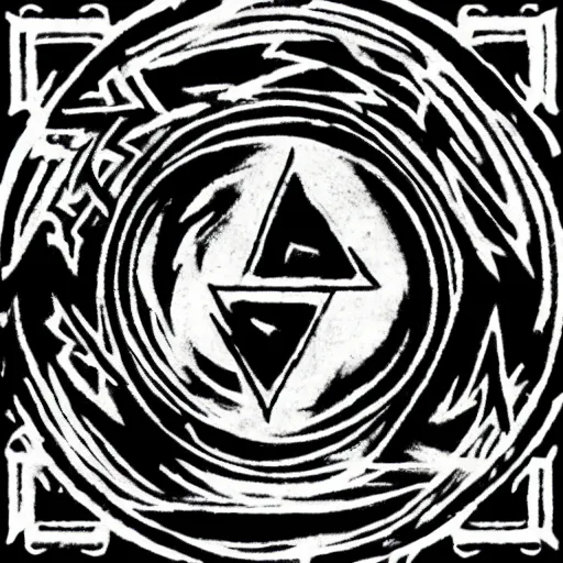 Image similar to black metal band logo, black and white