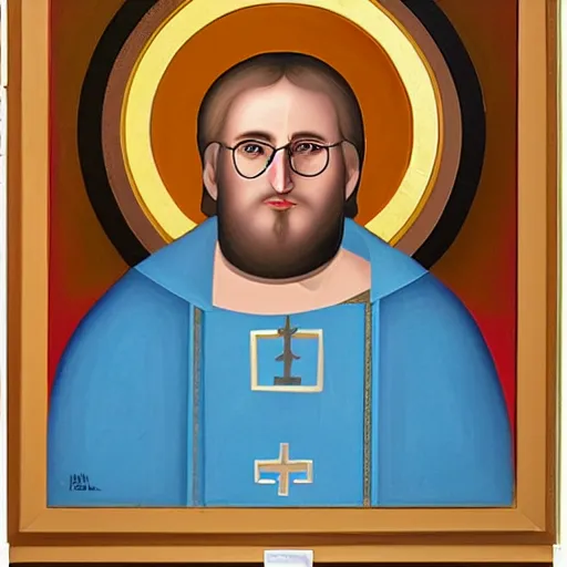 Prompt: Saint Gabe Newell. Icon, Oil, Painting.