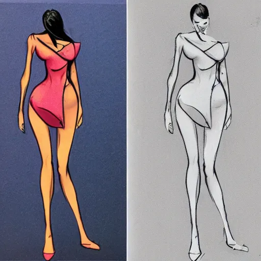 Image similar to milt kahl sketch of victoria justice with kim kardashian body