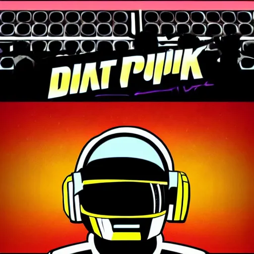 Image similar to daft punk concert in 1 bit art style