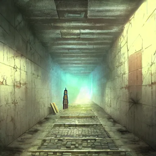 Prompt: an underground ancient temple corridor full of traps by Makoto Shinkai, pressure plate, tripwire, arrow trap, epic composition