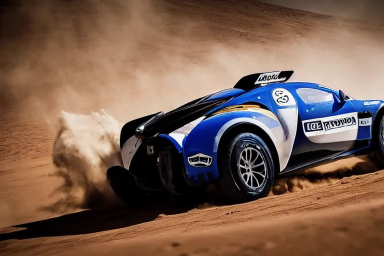 Image similar to bugatti, dakar rally footage, speed, bladerunner