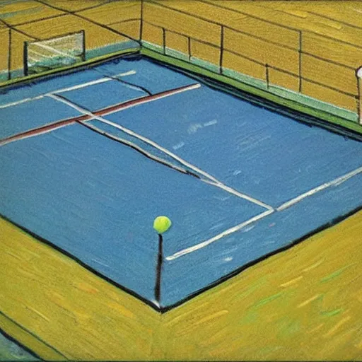 Image similar to tennis court in space, van gogh's art