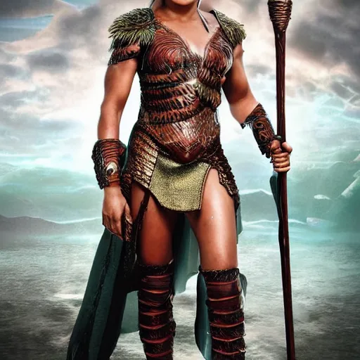 Image similar to full body photo of a female atlantean warrior