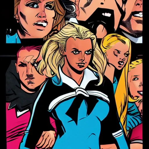 Prompt: In the style of Rafael Albuquerque comic art, Britney Spears trying out for head cheerleader.