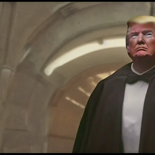 Image similar to A film still of Donald Trump as a Jedi king realistic,detailed