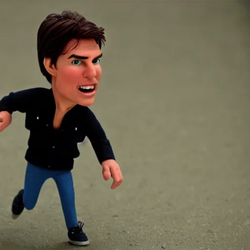 Image similar to claymation tom cruise running,