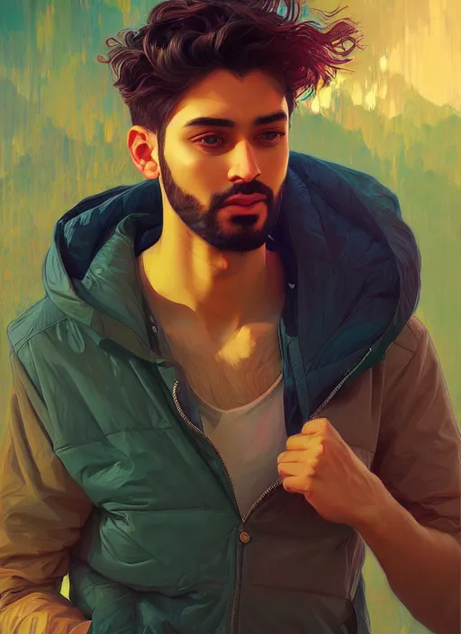 Image similar to handsome kaksahi, half body shot, path traced, highly detailed, high quality, digital painting, alena aenami, lilia alvarado, shinji aramaki, karol bak, alphonse mucha, tom bagshaw