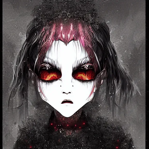 Image similar to glitchcore yokai girl, shadowverse character concept, found footage horror, glitter gif | Fatalistic (Bleak, Gloomy) | The red dump has nothing but bleak black industrial music to accompany it.