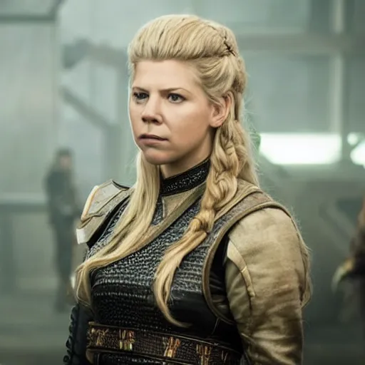 Image similar to portrait of lagertha in starfleet uniform, from the tv series vikings