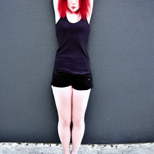 Image similar to full body photo of cute skinny goth woman