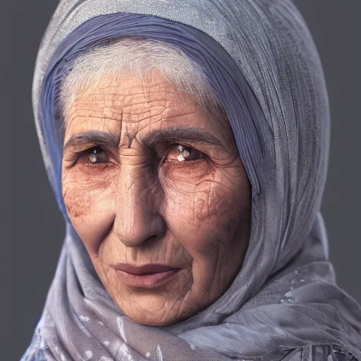 Prompt: hyperrealistic mixed media high resolution image of a beautiful Kurdish grandmother, stunning 3d render inspired art by István Sándorfi and Greg Rutkowski and Unreal Engine, perfect symmetry, dim volumetric lighting, 8k octane beautifully detailed render, post-processing, extremely hyper-detailed, intricate, epic composition, highly detailed attributes, highly detailed atmosphere, full body shot, cinematic lighting, masterpiece, trending on artstation, very very detailed, masterpiece, stunning, flawless structure, lifelike texture, perfection,