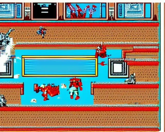 Prompt: a screenshot showing the game play from the defender iii prototype video game from williams electronics 1 9 8 5