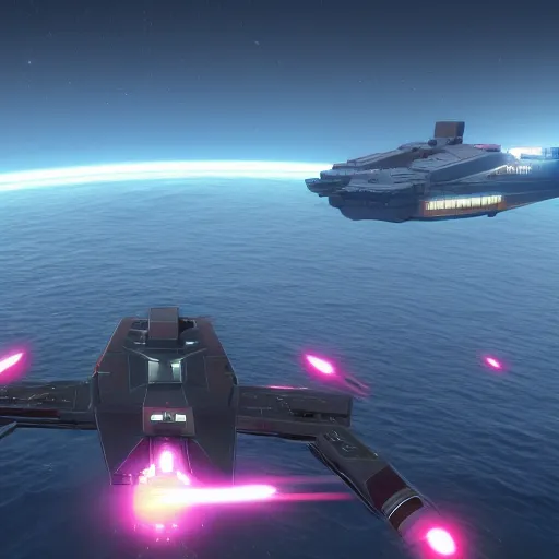 Prompt: high tech battleship from dual universe, game screenshot