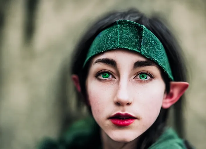 Image similar to portrait of an elf, side lighting XF IQ4, f/1.4, ISO 200, 1/160s, 8K, RAW, unedited, symmetrical balance, in-frame