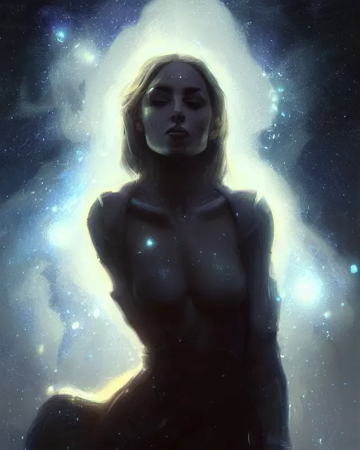 Prompt: epic portrait cinematic shot an giant female face in space, dark, stars, glowing, glowing eyes, fine details. night setting. realistic shaded lighting poster by craig mullism, artgerm, jeremy lipkin and michael garmash, unreal engine, radiant light, detailed and intricate environment, digital art, trending on art station,