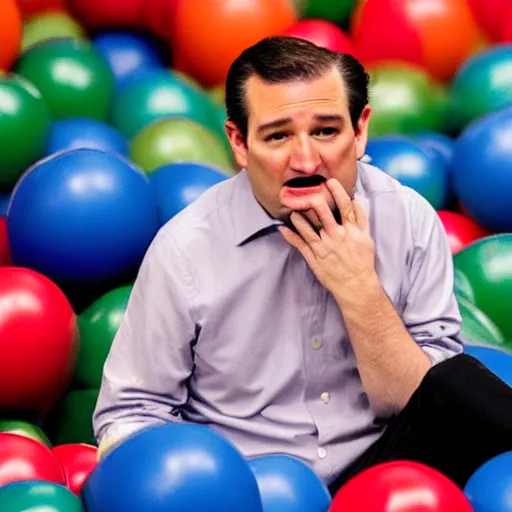 Image similar to Ted Cruz crying in a ball pit