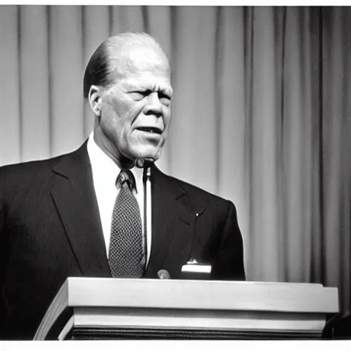 Image similar to President Gerald Ford addresses the National Youth Leadership Conference. CineStill