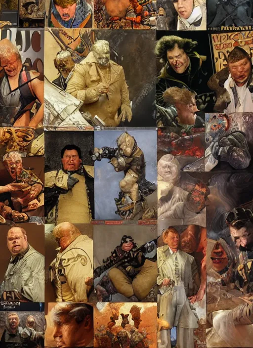 Image similar to kenneth mcmillan as baron vladimir harkonnen, dynamic, by norman rockwell and craig mullins and lawrence alma tadema and greg staples and nc wyeth and tom lovell, arstation baron character