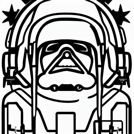 Image similar to a Star-Wars-Wookie, svg sticker, vector art, wearing headphones, jamming to music