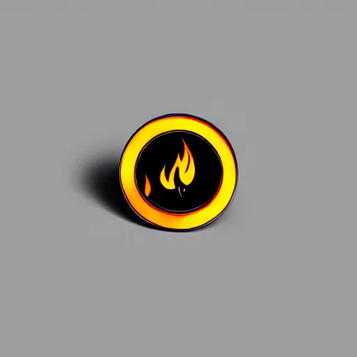 Prompt: a photo of a retro 1 9 6 0 s minimalistic clean fire warning enamel pin, studio lighting, behance