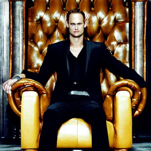 Image similar to eric northman sitting on his throne in a busy night club