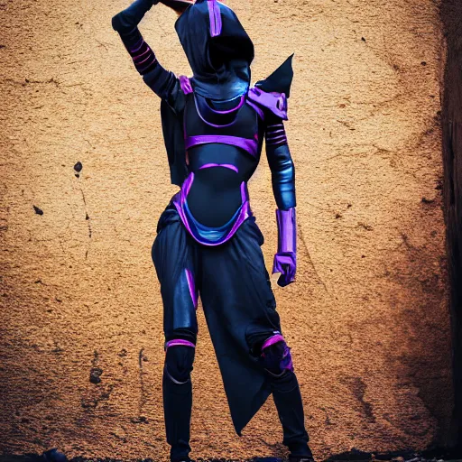 Prompt: Tali'Zorah, posing, editorial, Nikon D5600, Canon EOS 5D Mark IV, 70mm lens, ISO 100