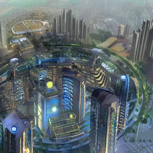 Image similar to arcology in a utopian futuristic eco - city