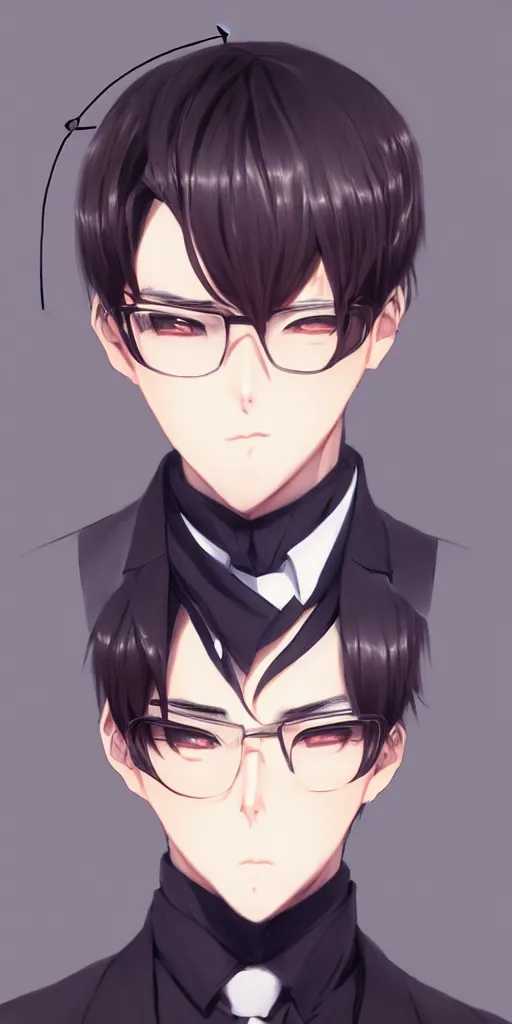 Image similar to A realistic anime portrait of a handsome young man with cat ears wearing a suit, by WLOP and Rossdraws, digtial painting, trending on ArtStation, deviantart