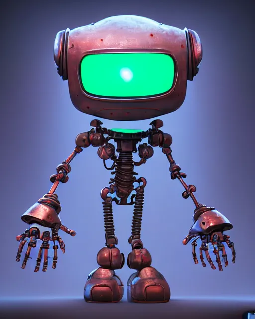 Prompt: An epic fantasy comic book style portrait painting of a cute little robot, rusty components, holding a basketball, very expressive, awesome pose, character design by Mark Ryden and Pixar and Hayao Miyazaki, unreal 5, DAZ, hyperrealistic, octane render, cosplay, RPG portrait, dynamic lighting, intricate detail, summer vibrancy, cinematic