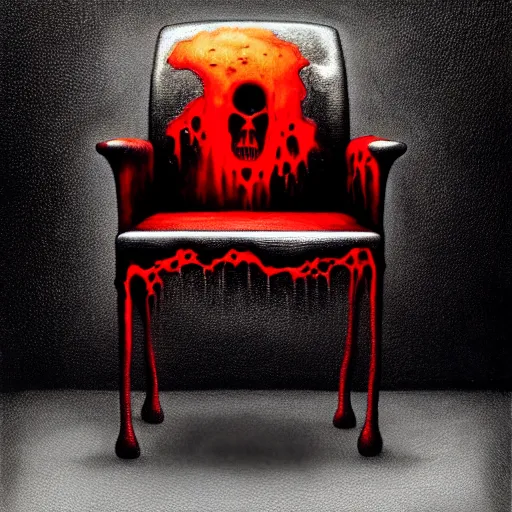 Image similar to horrifying eldritch gaming chair, painting by zdzisław beksinski, product photograph, 4 k, dark atmosphere, horror, veins, oozing