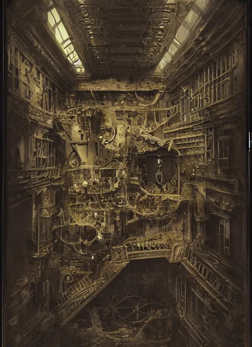 Image similar to old wetplate daguerreotype birth of artificial futuristic life, fractal, intricate, elegant, highly detailed, parallax, leica, medium format, subsurface scattering, by jheronimus bosch and greg rutkowski and louis jacques mande daguerre