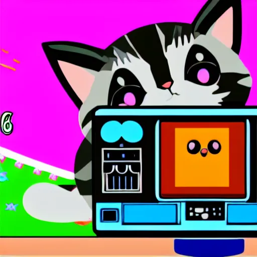 Image similar to nintendo 64 screenshot of a cute cat dancing in front of a Boombox, cute