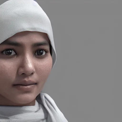 Image similar to a nepali wearing a white shawl, gloomy, bloody, octane render, unreal engine