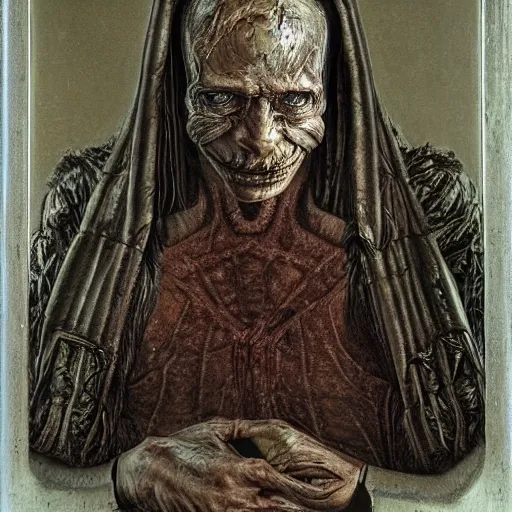 Prompt: portrait of mikhail nikolayevich zadornov abomination, photo - realistic, color image, 2 k, highly detailed, by h. r. giger