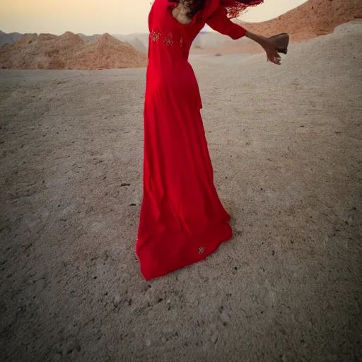 Prompt: arabian girl with red dress, lenhert landrock H- 800