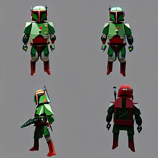 Image similar to Low poly Boba Fett, detailed, 8k